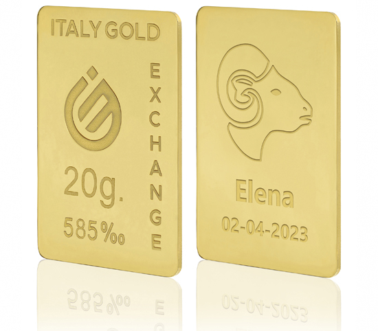 Lingotto Oro segno zodiacale Ariete 14 Kt da 20 gr. IGE GOLD